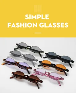 Gafas de sol poligonales de montura pequeña para hombres y mujeres, protección solar moderna.