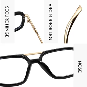 Modische Doppelsteg Blaulichtfilter Brillenfassung für Damen, trendige klare Sicht Brille.