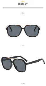 Occhiali da sole pilota quadrati a doppio ponte moda uomo donna protezione UV eleganti