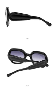 Lunettes de soleil tendance pour femme grand cadre noir avec verres dégradés protection.