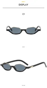 Gafas de sol poligonales de moda con montura pequeña negra y dorada para un estilo único.