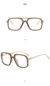 Modische Doppelsteg quadratische klare Brille Vintage braun gold optischer Rahmen Damen.