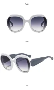 Femmes grande monture verres dégradés lunettes de soleil tendance outdoor accessoires