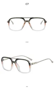 Moderne Doppelsteg Blaulichtfilter Brille fuer Damen Trend Streetwear Gestell klar neu.