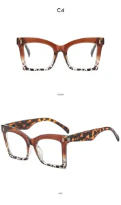 Stylish square anti-blue light reading glasses featuring gradient frame and tortoise shell temples.