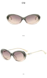Chic retro oval sunglasses for women with elegant pearl temple details and gradient lenses.