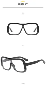 Grosse einteilige flache helle Brille Mode schwarzer Rahmen Damen trendige Brillenanzeige