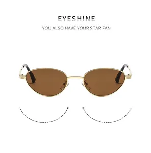 Vintage Retro Metal Sunglasses Unisex UV Protection Chic Cat Eye Brown Lenses Eyewear