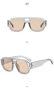 Gafas de sol cuadradas oversize de doble puente retro para mujer, protección solar de moda.