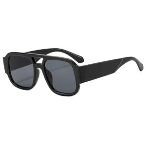 Gafas de sol retro de doble puente ancho negro mujer moda estilo cool chic chic