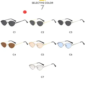 Vintage metal oval sunglasses for men and women, retro fashion shades with UV protection.