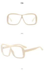 Große ovale Blaulichtfilter Brille mit breitem cremefarbenem Rahmen, modischer Stil.