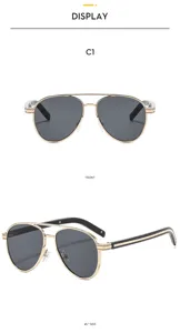 Occhiali da sole vintage a doppio ponte per uomo e donna, protezione solare chic.