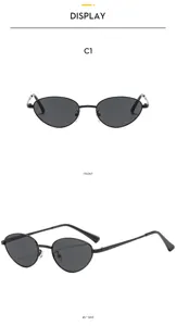 Vintage metal sunglasses with oval frames for men and women, retro fashion UV protection shades.