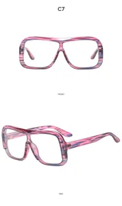 Grosse einteilige pinke Farbverlauf-Brille trendige Damen Mode-Brille Detailansicht