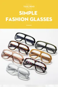 Oversized anti-blue light clear glasses, stylish square frame optical eyewear for daily commute.