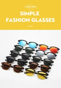 Retro Metall Nieten Halbrand Sonnenbrille, stilvoller UV-Schutz für Outdoor Fahrten.