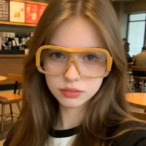 Modische übergroße Einteiler-Fassung Flachglas-Brille für Damen, stylische Outdoor-Brille.