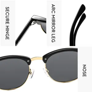 Detailansicht der Vintage-Sonnenbrille mit sicherem Scharnier und Nasenpolster.