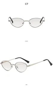 Vintage metal eyeglasses with oval frames, stylish unisex retro optical glasses.