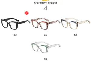 Fashion square blue light blocking glasses with four chic color variants for daily commute.