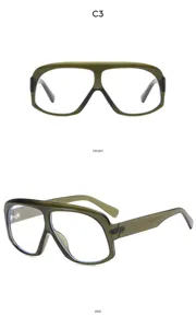 Oversized transparent olive green optical glasses frame for women and men daily wear