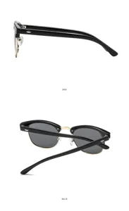 Klassische Vintage Retro Halbrand Sonnenbrille mit Metalldetails und UV-Schutz fuer Damen.