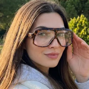 Oversized tortoiseshell optical glasses featuring a bold flat top frame for daily wear.