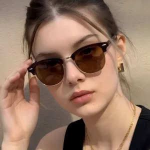 Vintage Browline Sonnenbrille Damen Herren Retro Metall Niet Outdoor Autofahren UV400 Brille
