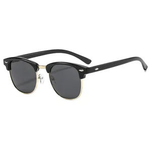 Klassische Retro Browline Sonnenbrille mit Metallnieten und UV-Schutz für Outdoor-Fahrten
