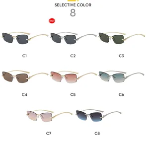 Lunettes de soleil carrées sans monture pour femmes, style Y2K tendance dégradé protection.