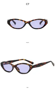 Lunettes de soleil cat-eye tendance avec monture écaille rétro et verres violets chics.