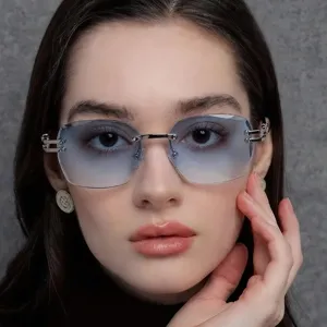 Gafas de Sol Cuadradas Sin Montura De Moda Para Mujeres Hombres Lujo Geométrico Gafas De Sol Sin Marco Protección Solar Al Aire Libre Vacaciones Calle