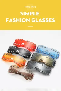 Y2K Punk Rivet Shield Sunglasses Streetwear Retro Cyberpunk Fashion Eyewear UV400