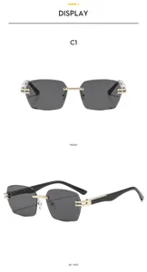 Gafas de sol cuadradas sin montura de moda para hombres y mujeres, lentes degradadas.