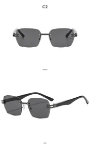 Gafas de sol cuadradas sin montura detalle, estilo callejero de moda proteccion UV.