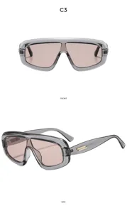 Grosse Schild-Sonnenbrille fuer Damen und Herren, Retro-Hip-Hop-Mode Outdoor-Sonnenbrille.