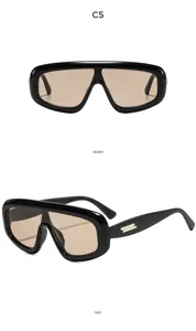Schwarze Oversize Shield Sonnenbrille, retro Hip-Hop modische Outdoor-Sonnenbrille.