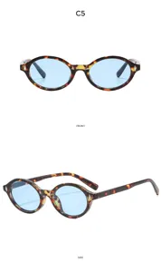 Detailed view of retro round sunglasses with tortoise frame and light blue lenses.