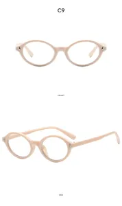 Vintage round frame optical glasses with chic metal rivet accents for women and men fashion.