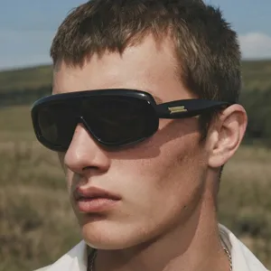 Herren Retro Oversize Einteiler Sonnenbrille Mode Outdoor Streetstyle schwarze Sonnenbrille UV