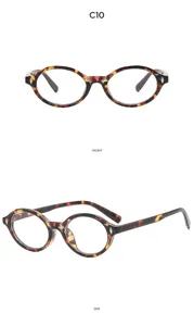 Vintage oval tortoiseshell eyeglasses with metal rivets chic retro optical frames for daily wear