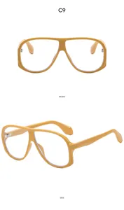 Occhiali da sole vintage oversize, design unico con montatura gialla audace per lo street.