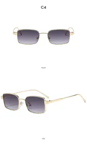 Vintage square metal sunglasses with gradient lenses for women, stylish UV protection.