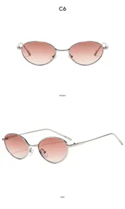 Occhiali da sole ovali retro in metallo per donne, protezione solare elegante chic.