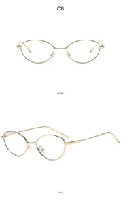 Donna vintage oro metallo ovale occhiali lenti trasparenti eleganti occhiali ottici