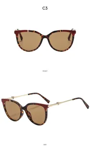 Retro cat eye sunglasses with tortoise frame and heart metal temples for women outdoor sun protection