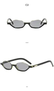 Gafas de sol poligonales estrechas con estilo para hombre y mujer, detalle retro hip-hop.