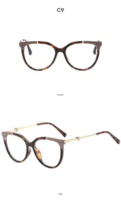 Detailed view of tortoise shell cat eye glasses featuring gold temples and heart charm.