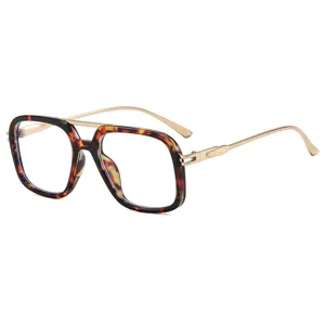 Modische stilvolle Blaulichtfilter Brille Doppelsteg Schildpatt quadratischer Rahmen Brillen